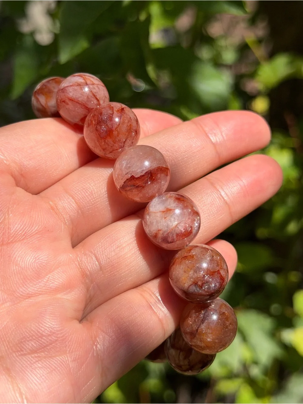 15mm Red Strawberry Quartz Beaded Stretch Bracelet 2062